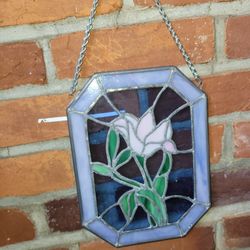 Vintage  Stain Glass Window Hanger 