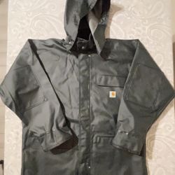 Carhartt Heavy Duty Rain Coat size medium men’s  Deep dark green