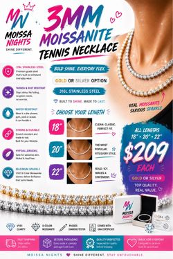 3MM VVS1 Moissanite Tennis Necklace