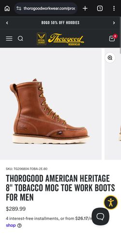 New 8Inch Thouroughgood Work Boots SIZE 8men