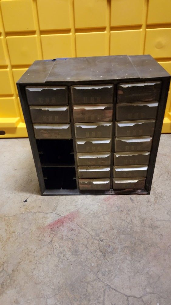 Dark green small parts drawers organizer