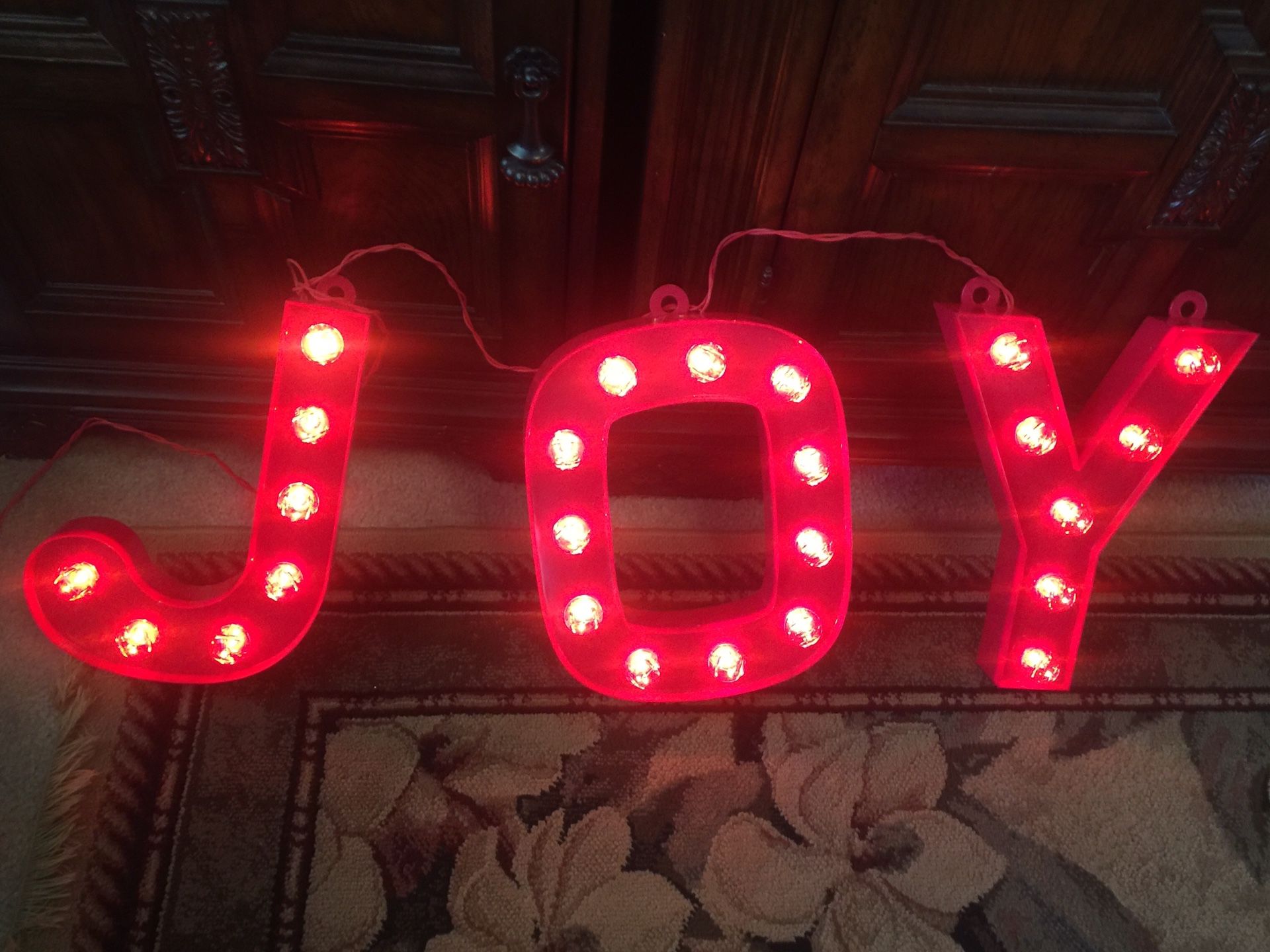 Word “Joy” in Red LED Light Christmas Holiday 10 x 13 inches