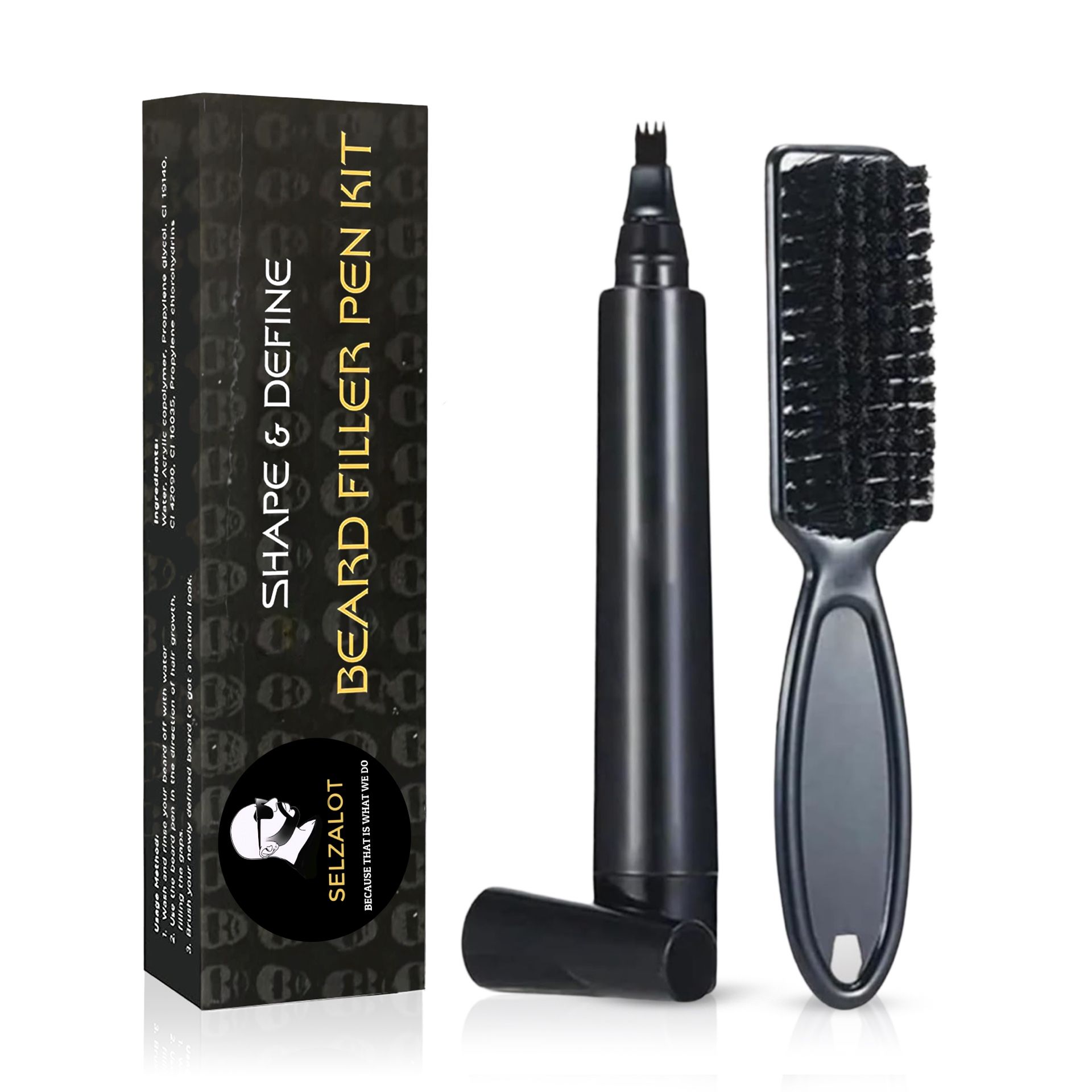 NEW Beard Filler Pen kit Black Beard Pen with Brush Waterproof and Sweat Proof Barber Styling Pencil