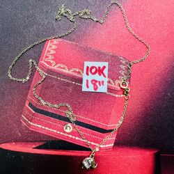 10K Solid Gold Chain and Pendant For Wedding 18 Inches Long 