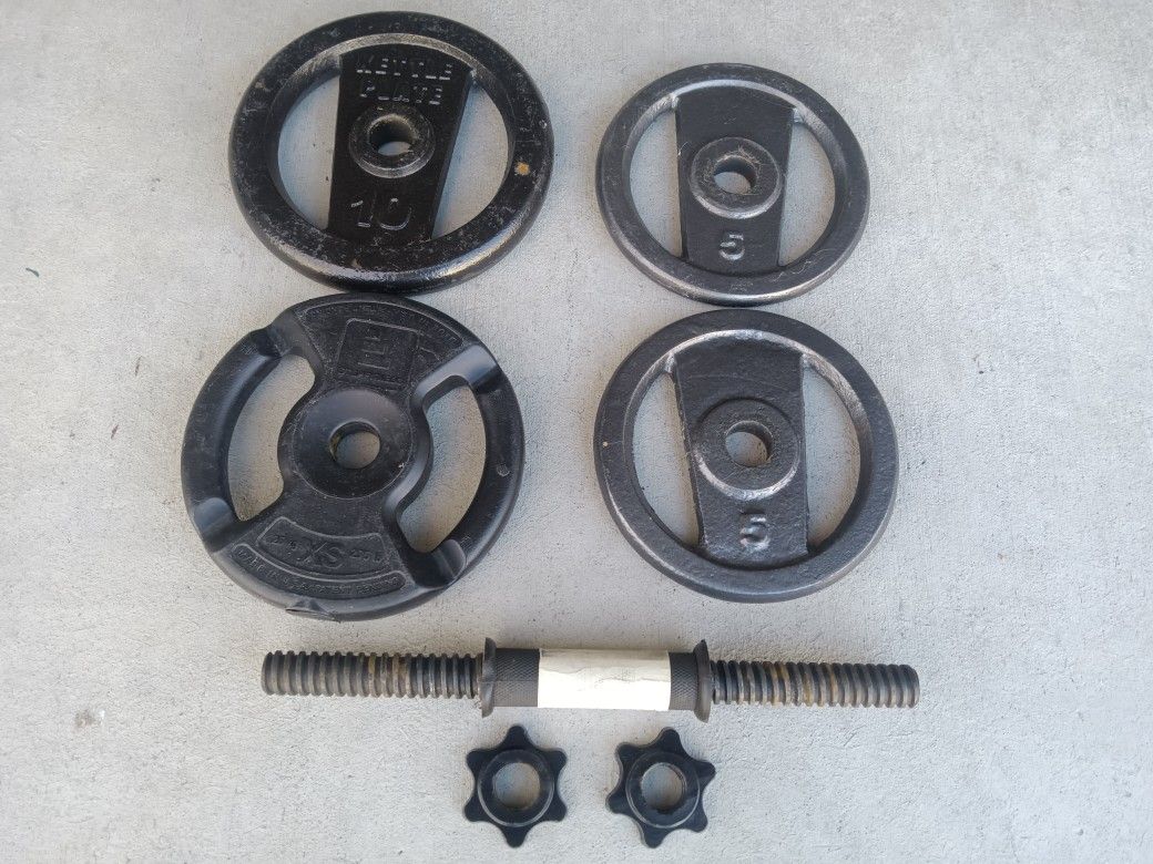 22.75 Lbs Pounds Plate Weight Set W Bar 