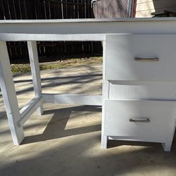 White Solid Wood Desk W/2 Drawers $50 OBO