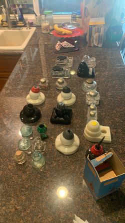 15 antique ink wells and 5 small ink wells 1(contact info removed)s