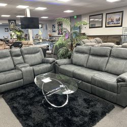 2PC Gray Sofa & Loveseat