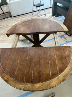 FREE - Wood Pedestal Dining Table with Extra Leaf