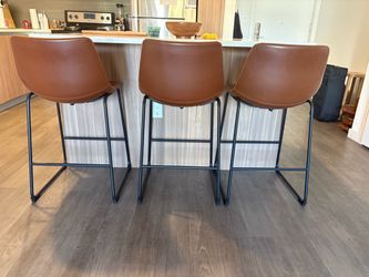 Set of 4 Faux Leather Bar Stools