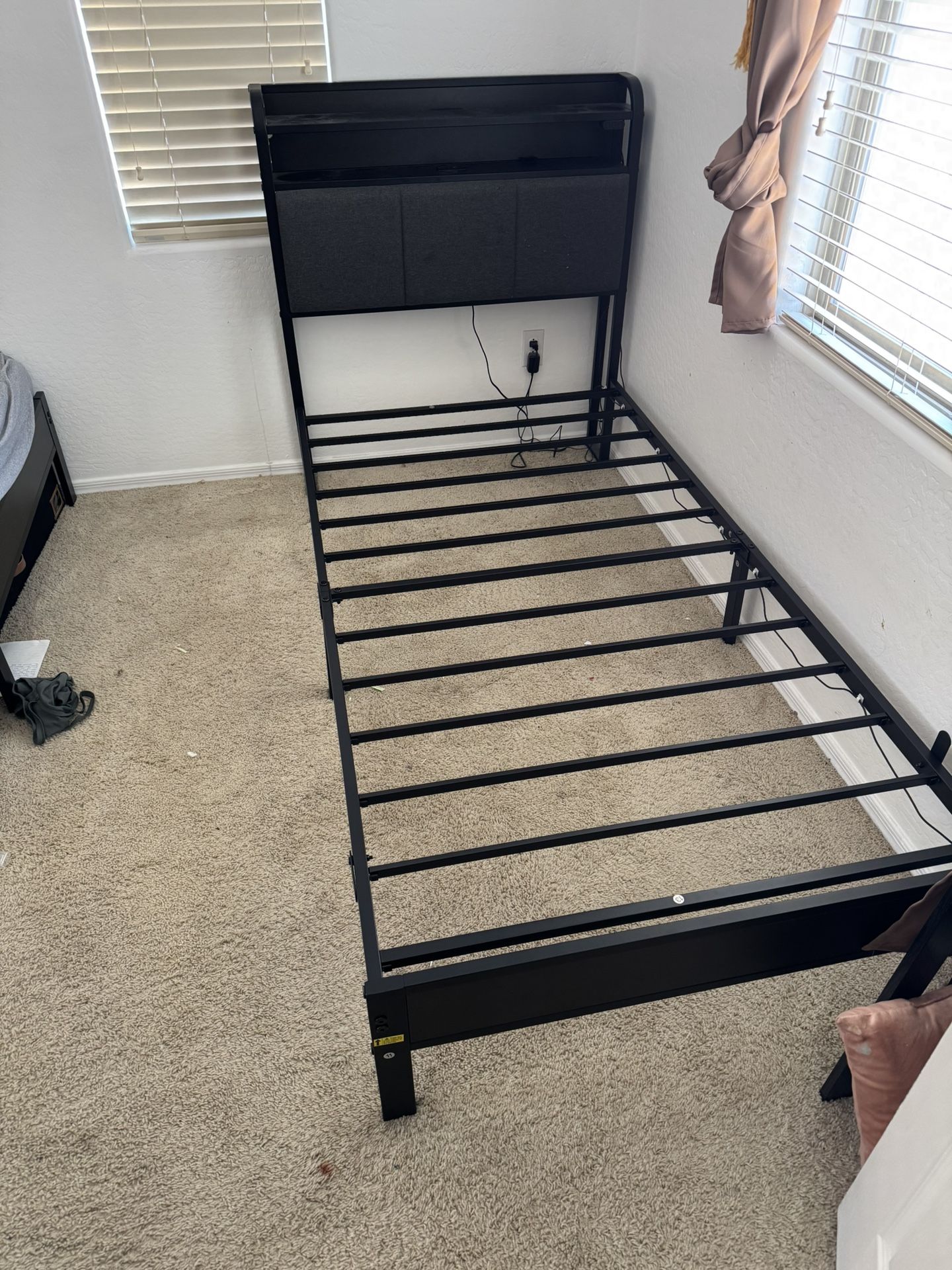 Twin Bed With Charging Station and LED Lights