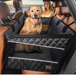 MIXJOY Dog Car Seat for Large Medium Dogs, Back Seat Extender for Pets, Waterproof Pet Carseat for Medium Sized Dog, Hammock for Pet, with Storage Poc