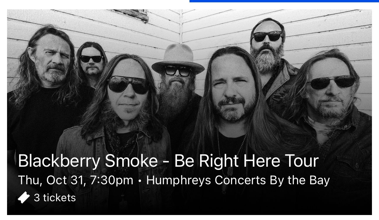BlackBerry Smoke - 3 Tickets