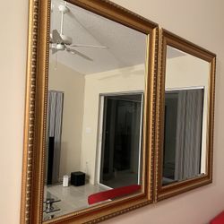 2 Vintage Gold High Quality Mirrors. 