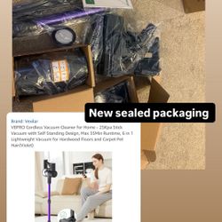 V8PRO Cordless Vacuum Cleaner for Home - 25Kpa Stick Vacuum with Self Standing Design, Max 35Min Runtime, 6 in 1 Lightweight Vacuum for Hardwood Floor