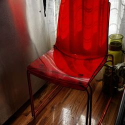 Orange lucite Dining Chairs 