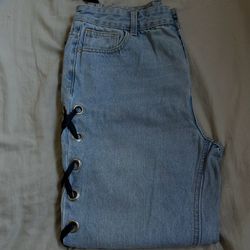 Denim Jeans With Ribbon
