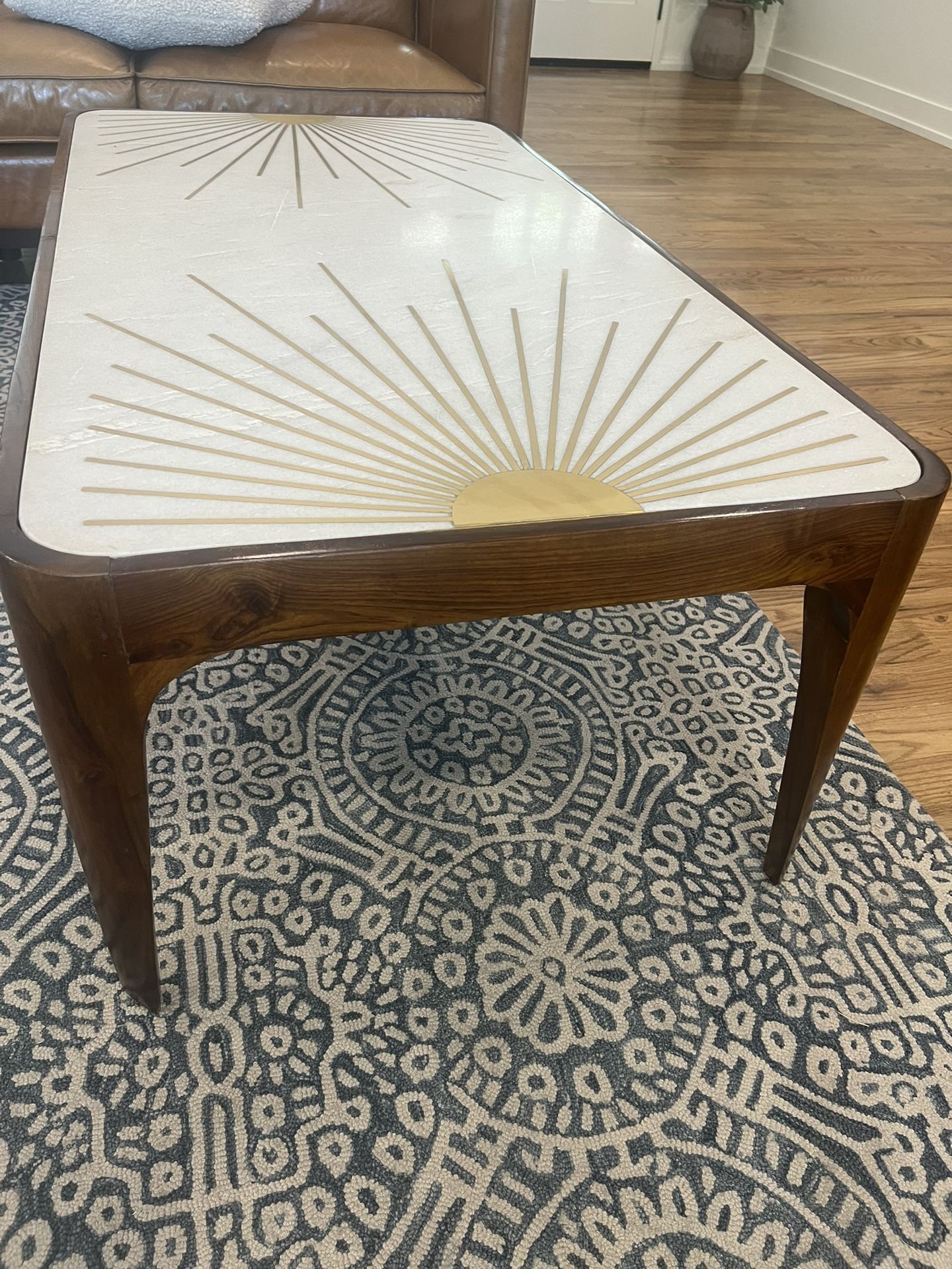 Anthropologie Brass Starburst Rectangular coffee table