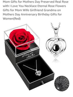 NEW Eternal Rose & Necklace Gift Set