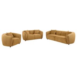 Aleisha Mustard Yellow 3-piece Chenille Upholstered Sofa Set