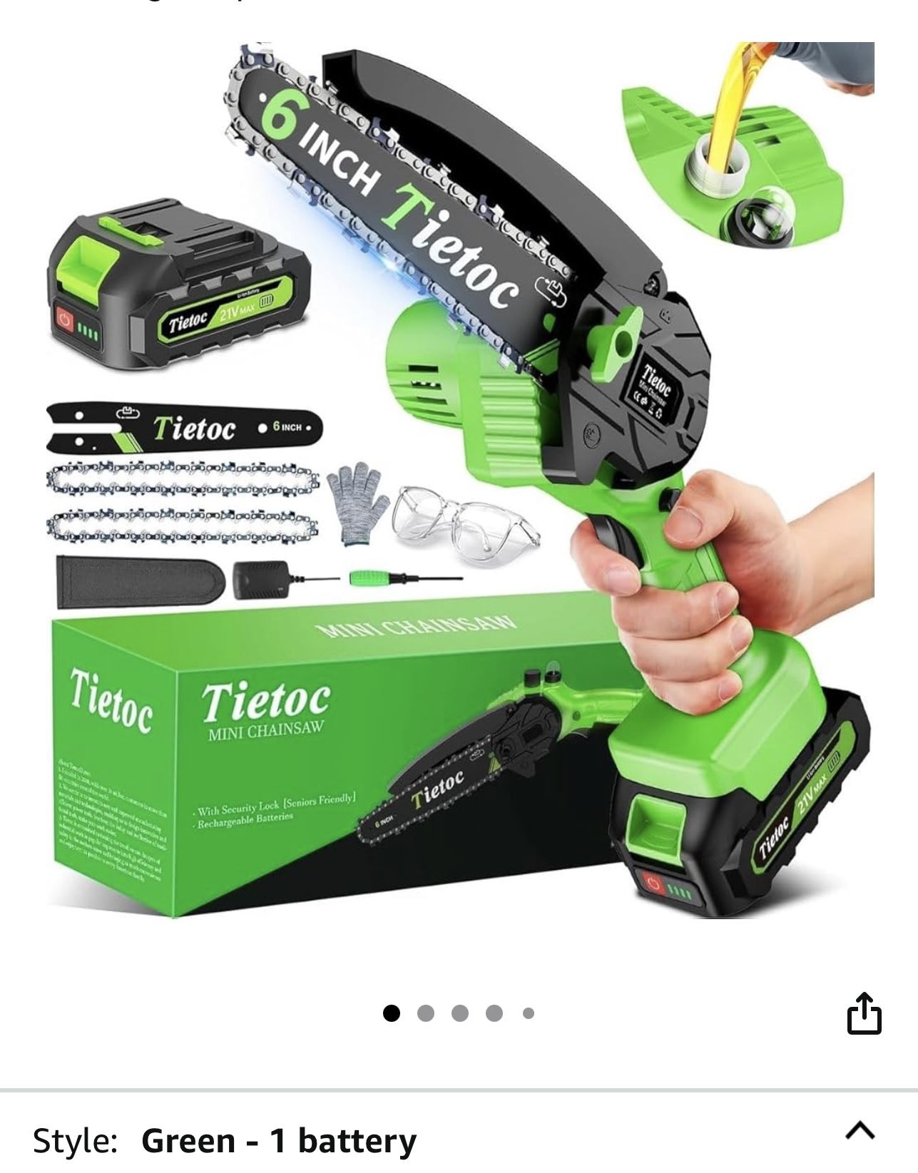 New Tietoc Chainsaw 6 Inch Mini Electric Chainsaw Cordless Battery Powered, Hand Held Saw for Wood/Trees Trimming, Tools for Household and Garden