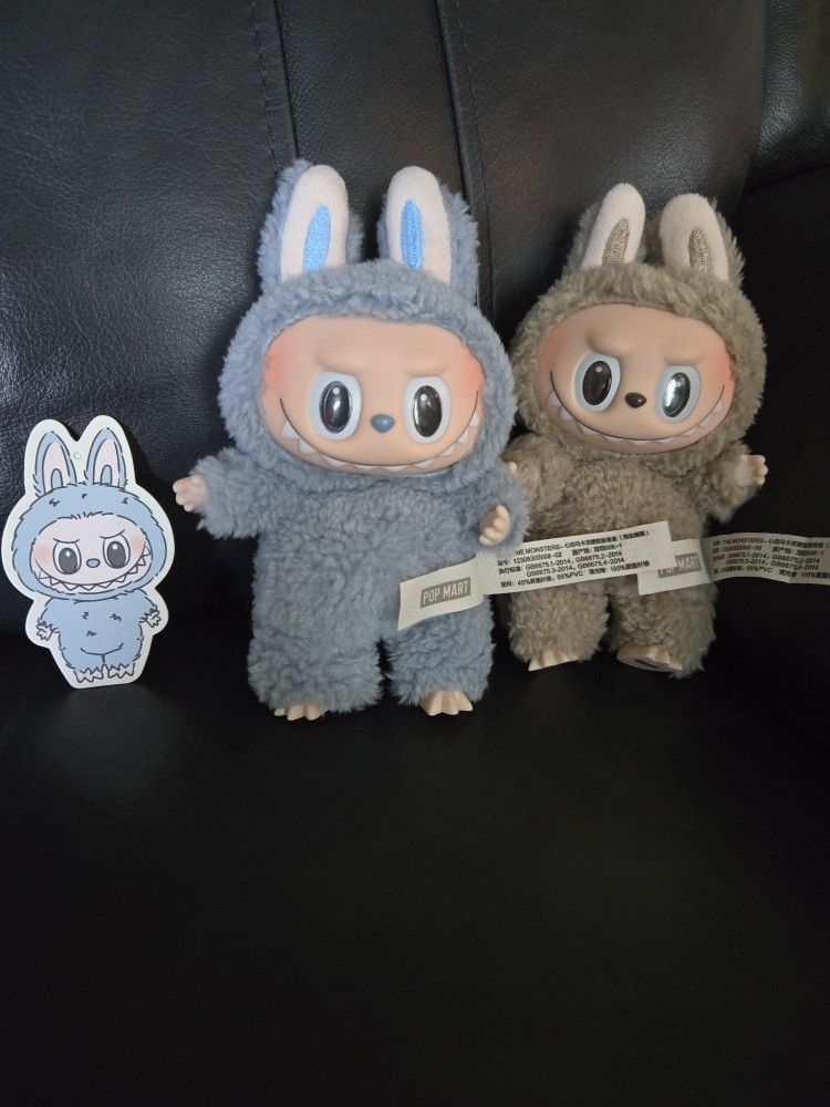 Lot Of 2 Labubu Macaron Sea Salt Coconut And Toffee Keychain Plush Toy