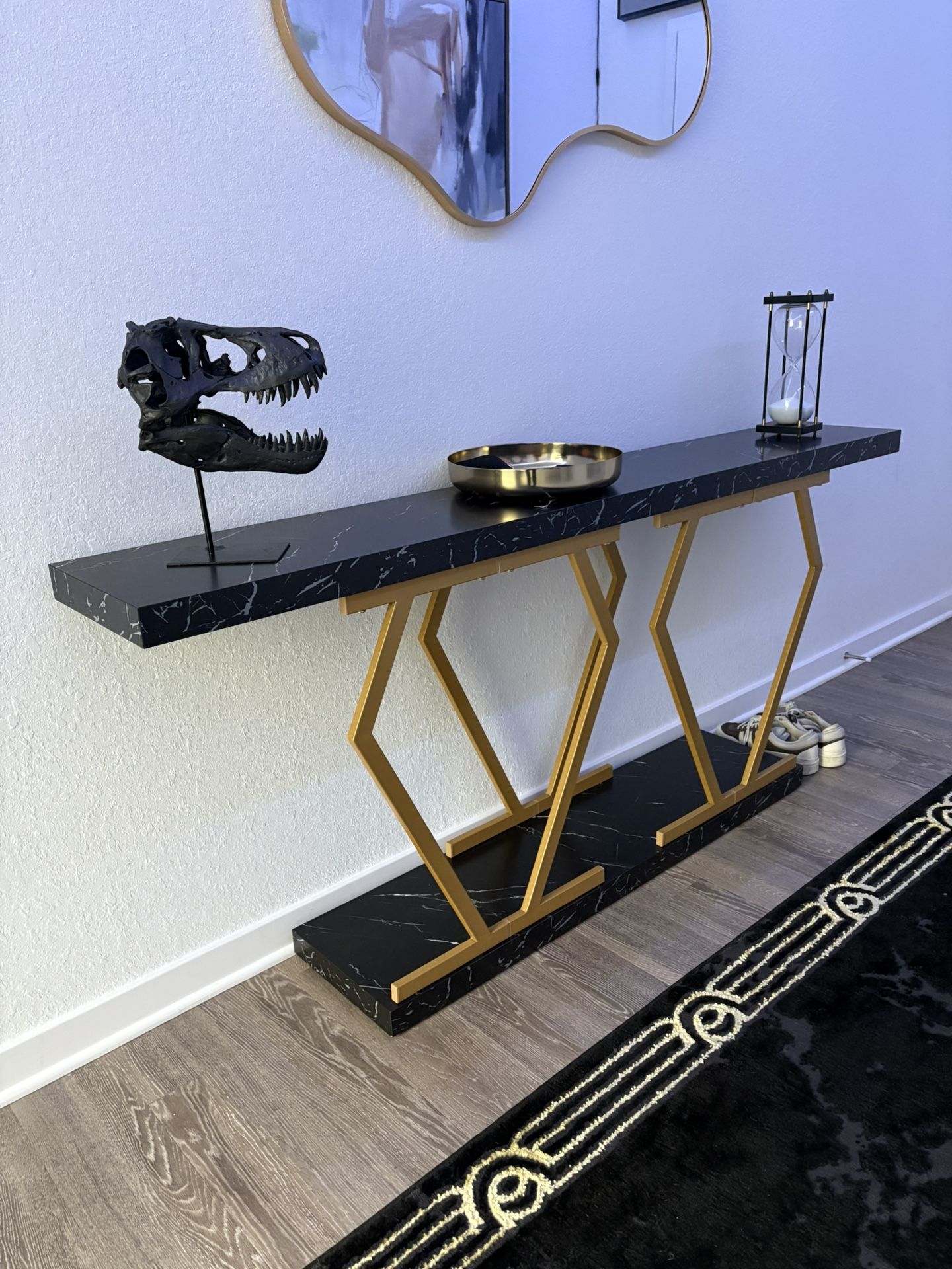gold and black table