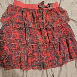 D-Signed XL Pink Paisley Ruffle Pink Skirt