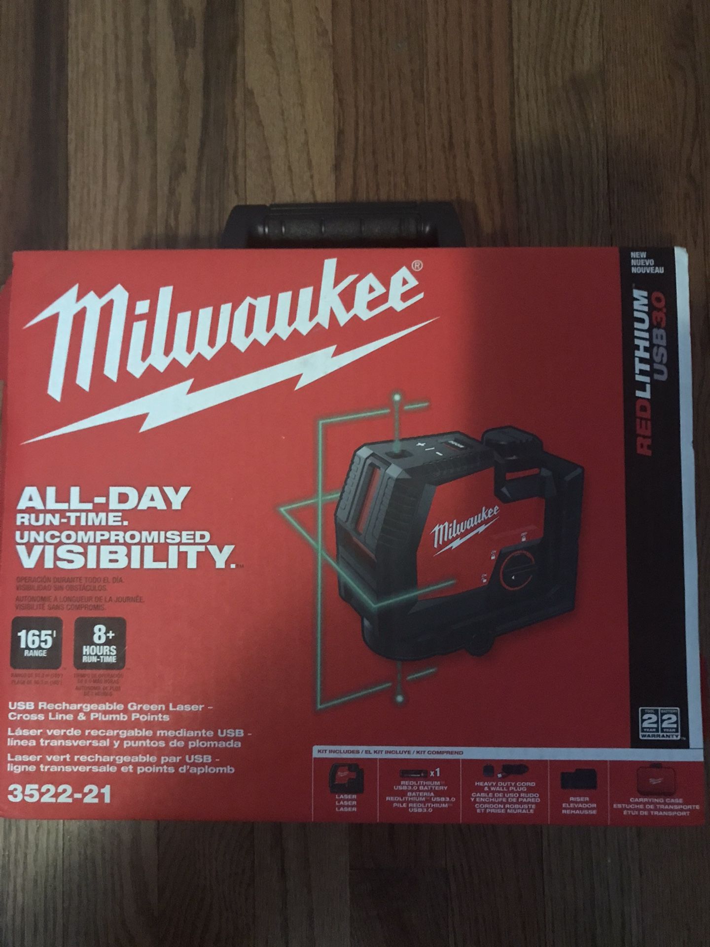 Milwaukee Usb Rechargeable Green Laser Cross Line & Plump Point $240 Firm