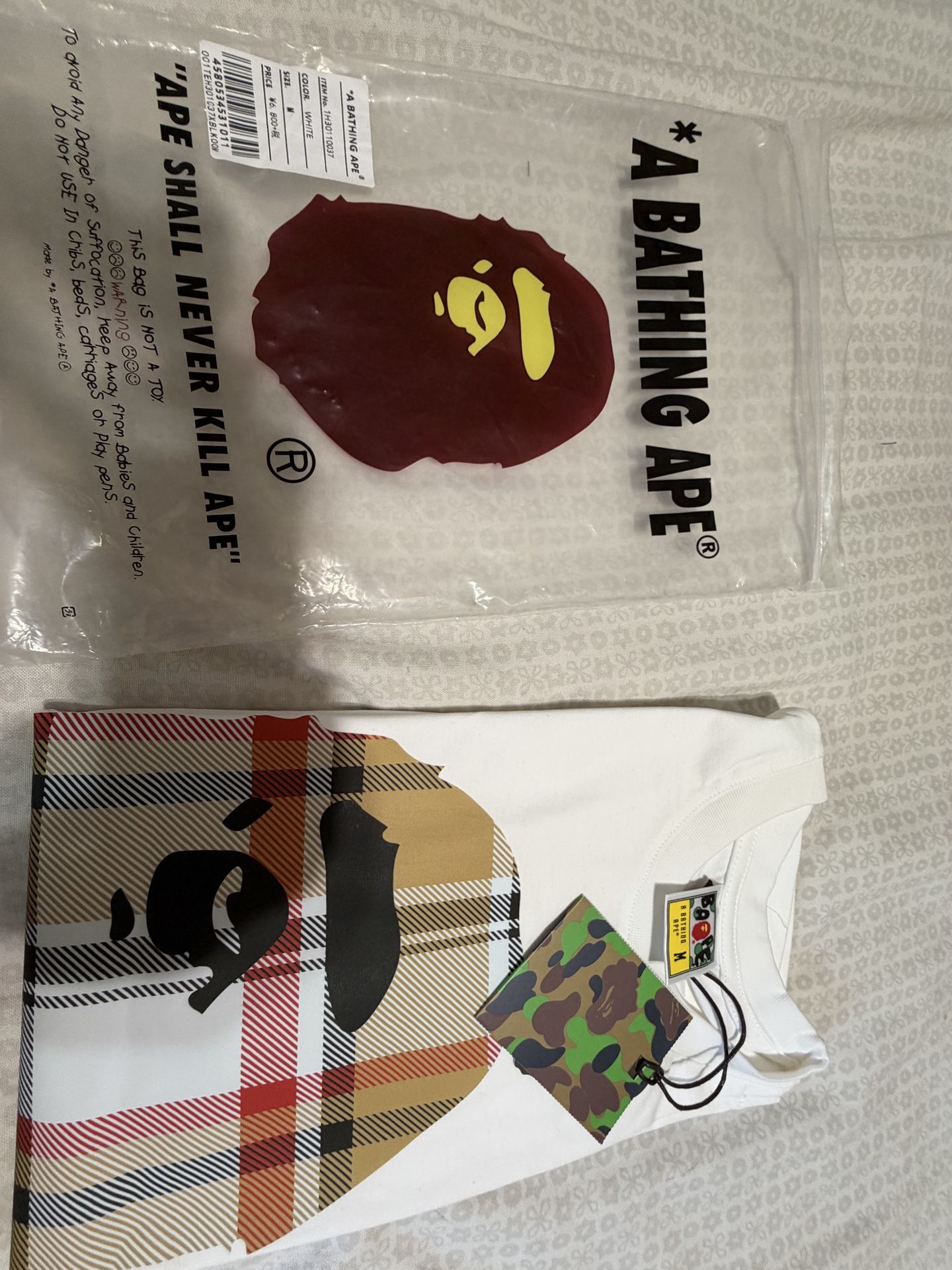 Bape x burberry size M
