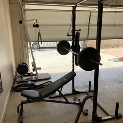 Rack, Bench, Bar, Rope, and Plates 100 Lbs For 400 Bucks