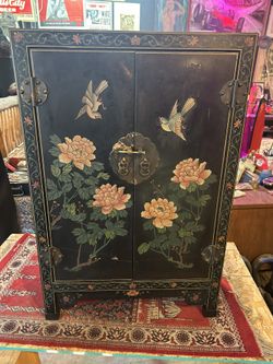 Carved Asian Cabinet As is Not Perfect Look Closely