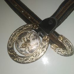 🛑 STOLEN Mont. Silversmith Bull Rider Belt Buckel &Belt. Er