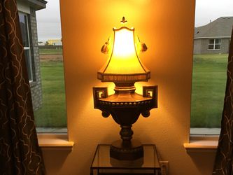 One of a Kind French Country Trophy Table Lamp with Shade and Adjustable Tassels