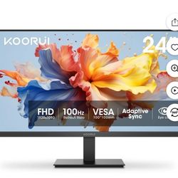 KOORUI Computer Monitor 24'' FHD 1920x1080p, PC Monitor 100Hz, HDMI&VGA VESA, E2412F