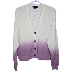Ann Taylor Purple White Ombre Knit Button Front Cardigan