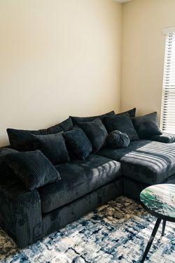 Dark Greyish Blue Couch with Chaise