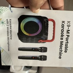 Karaoke Machine with Two Wireless Microphones, Portable Karaoke Machine for Adults & Kids, Portable Bluetooth Speaker with PA System, LED Lights, Supp