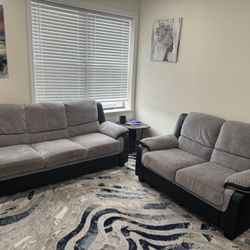 Living Room Set 2 Piece Sofa And Loveseat Leather+ Fabric (Retail $900 USD)