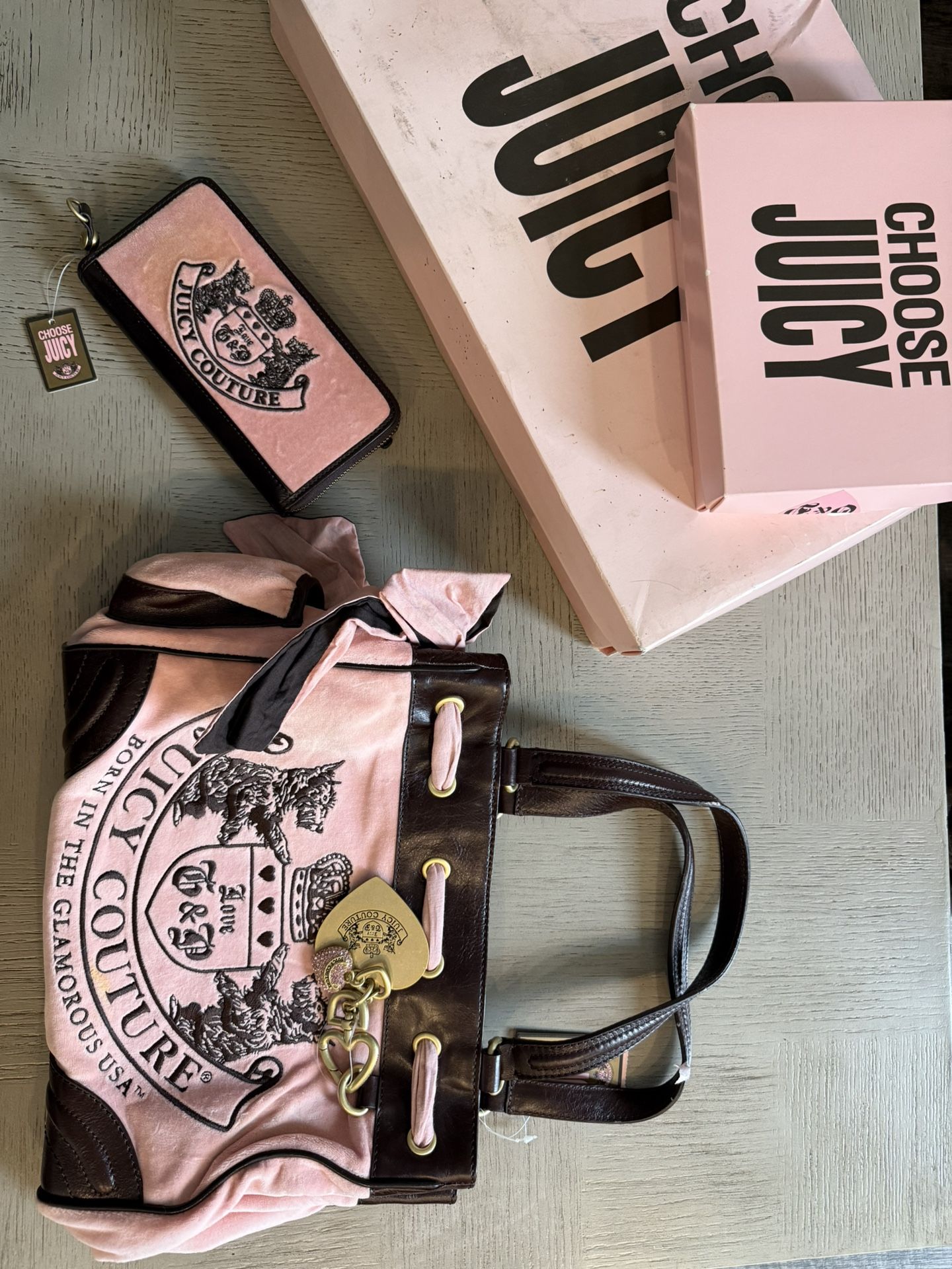 New Juicy Couture Velvet Bag And Wallet