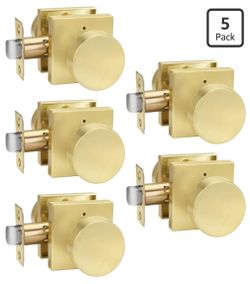 (Brand New in Box)  Goldenwarm Privacy Gold Door Knobs Interior, Zinc-Alloy Heavy Duty Brushed Gold Interior Door Knobs Bedroom, Contemporary Brass Do