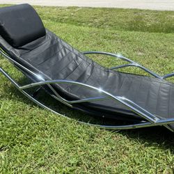Rocking Lounger Very Comfy Artificial Leather Black Chrome