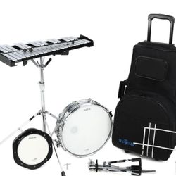 Mapex Snare Drum & Bell Percussion Kit with Rolling Bag – Blue-Trim Edition