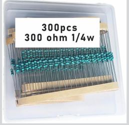 300-Pack 300 Ohm 1/4W Metal Film Resistors, 1% Tolerance – Electronic Components