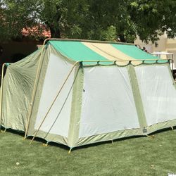 VTG Heavy Duty Columbia Greatland 3 Room Tent Sleeps 8 People Good Condition 