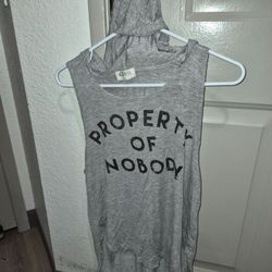 Wild Kiss "Property of Nobody" Women's Size L hooded muscle tank Top