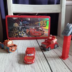 #Disney/Pixar CARS Pencil Box PEZ Dispenser &Collectible Cars