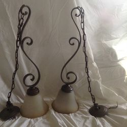 Oil rubbed bronze pair of pendant lights