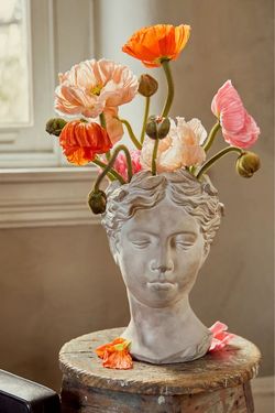 Anthropologie Greek Goddess Head Sculpture Vase
