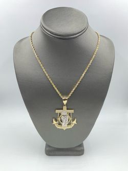 14KT YELLOW GOLD 24” ROPE CHAIN 2.5MM 18.4GR W/ 14KT YELLOW GOLD SAN JUDAS ANCHOR CHARM 10.3GR
